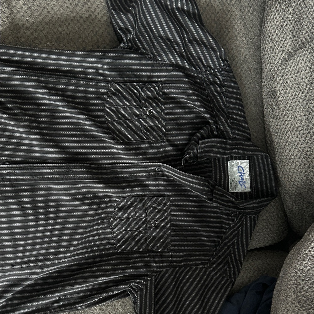 Chaps Black and Gray Striped Men's Shirt